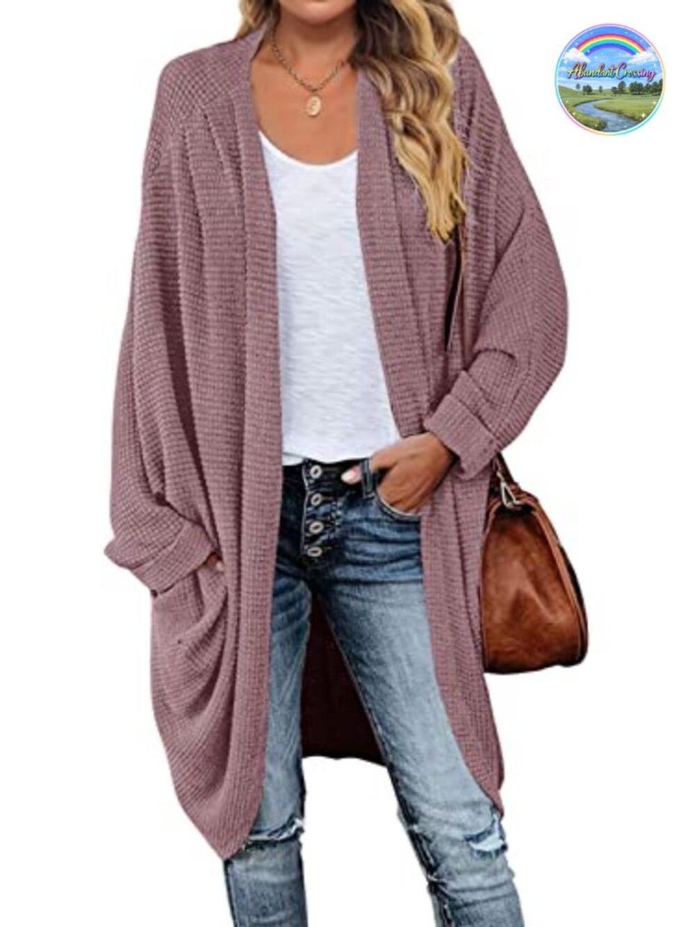 Oversized Waffle Knit Dolman Cardigan Sweater Shawl Collar